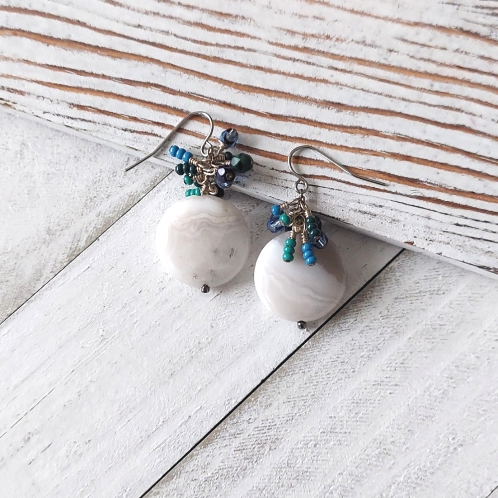 Artisan Jewelry Collection - Moonflower Stone Earrings